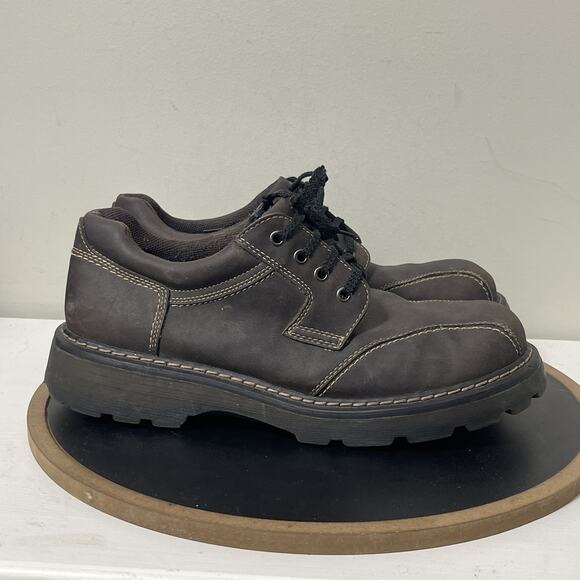 VTG‎ Gotcha Shoes Mens Size 13 Black Brown Casual Workwear Lace Up Chunky 90s - Picture 1 of 11